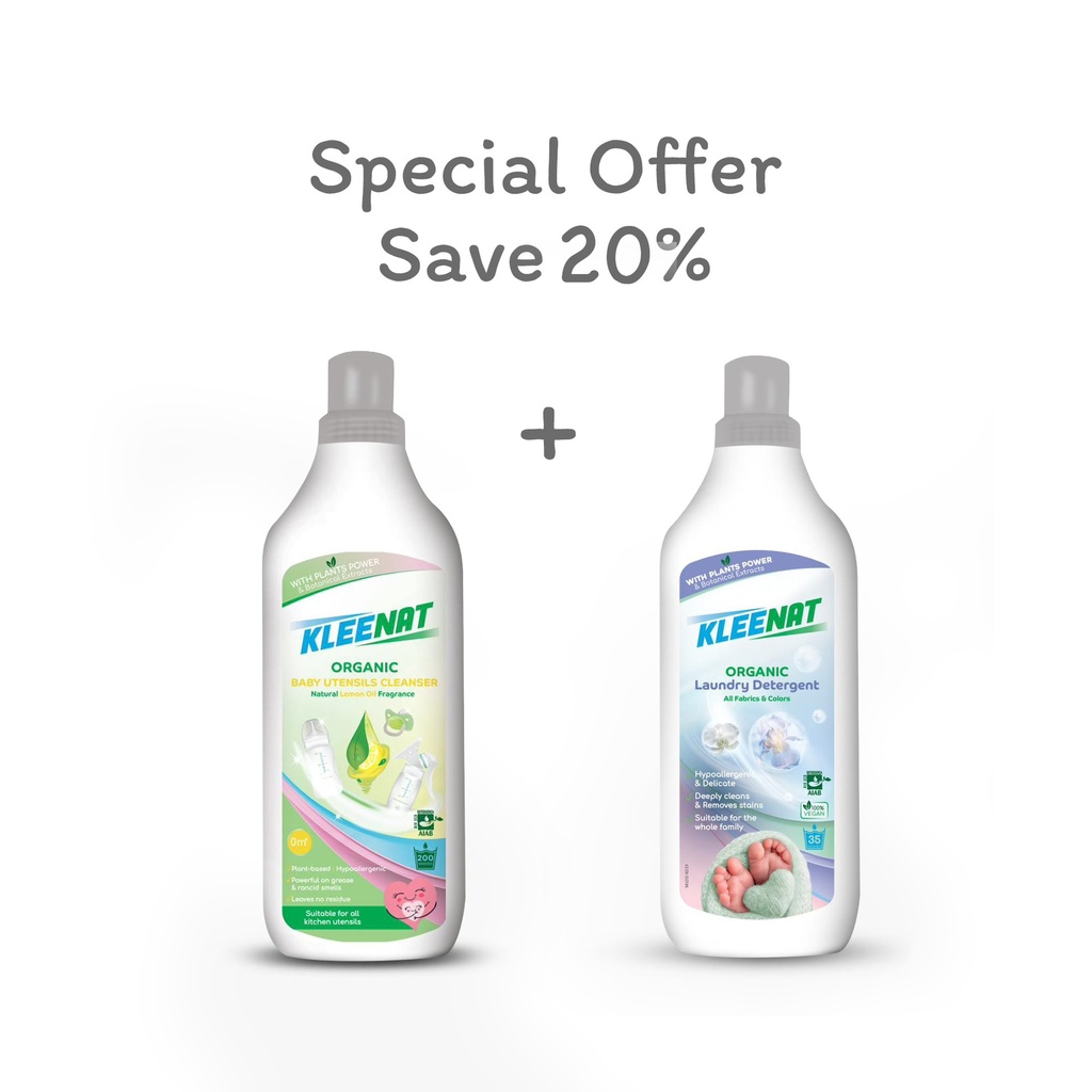 Buy 1 x Kleenat B. Laundry Detergent + 1 x Kleenat B. Utensils Cleanser @ -20%