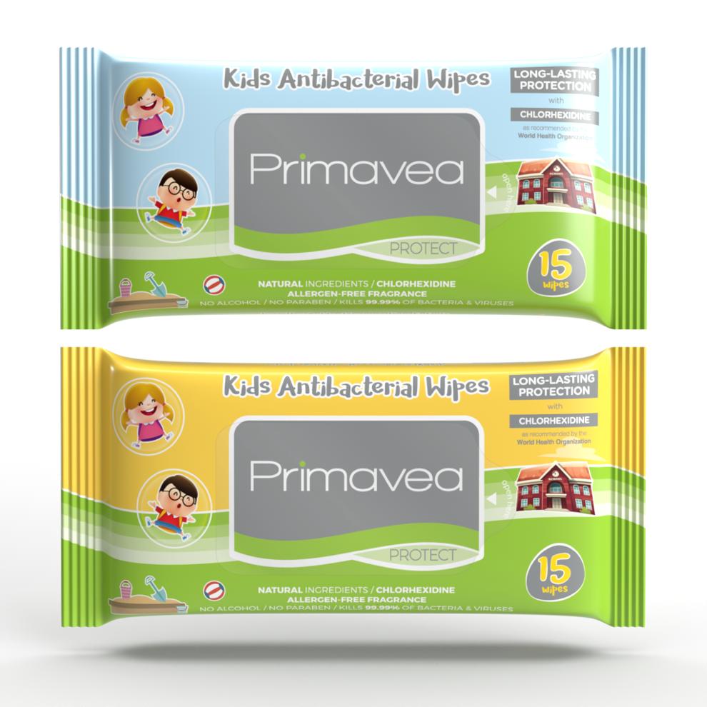 Primavea Natural Kids Antibacterial Pocket Wipes 15s * 12
