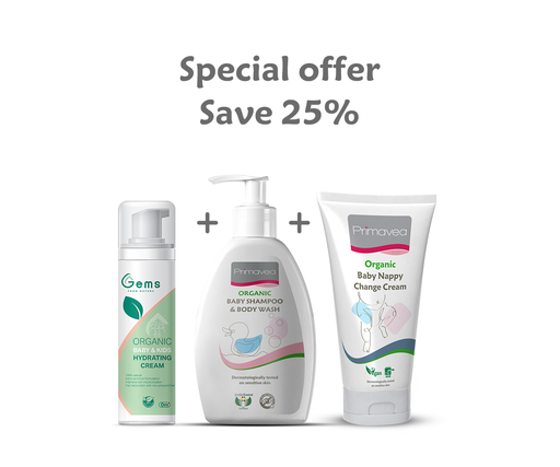 Gems B. Hydrating Cream + Primavea B. Shampoo + Primavea Nappy Cream @ 25%